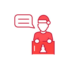 New Year event color line icon. Glowing lights. Editable stroke.