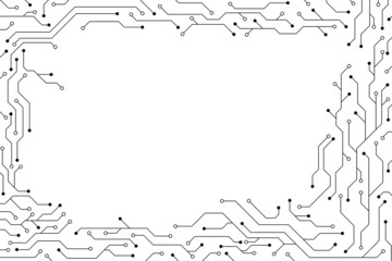 Vector circuit board pattern on a white screen for background technology