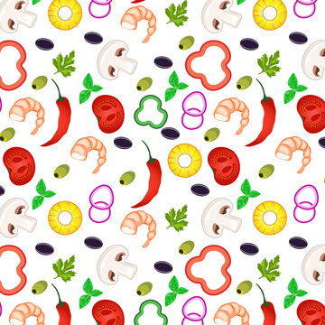 pattern of vegetables and shrimps for packing textiles wallpaper