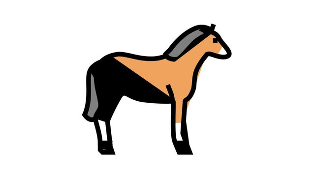 horse animal animated color icon. horse animal sign. isolated on white background