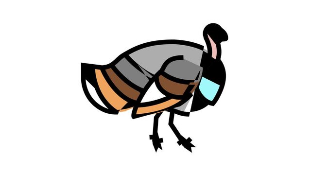 turkey bird animated color icon. turkey bird sign. isolated on white background