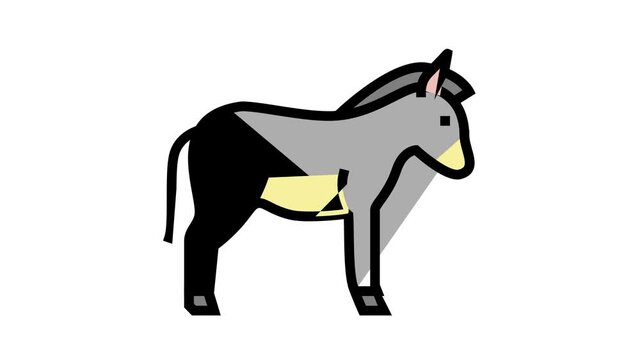 donkey domestic animal animated color icon. donkey domestic animal sign. isolated on white background