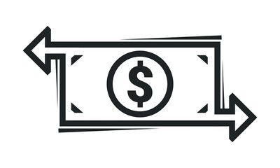 Refund dollar money. Money transfer icon sign symbol. Illustration vector