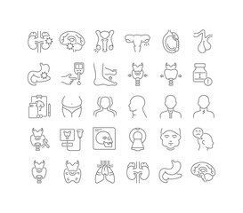 Endocrinology. Collection of perfectly thin icons for web design, app, and the most modern projects. The kit of signs for category Medicine.