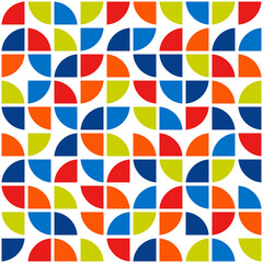 Colored mosaic from quarters. Vector mosaic on a white background. Colored primitive geometric shapes.