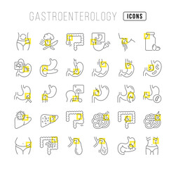 Gastroenterology. Collection of perfectly thin icons for web design, app, and the most modern projects. The kit of signs for category Medicine.