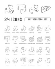 Gastroenterology. Collection of perfectly thin icons for web design, app, and the most modern projects. The kit of signs for category Medicine.