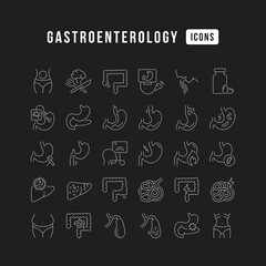 Gastroenterology. Collection of perfectly thin icons for web design, app, and the most modern projects. The kit of signs for category Medicine.