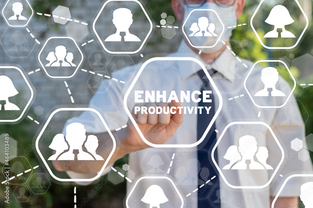 Poster concept of enhance productivity. business productivity and efficiency work.
