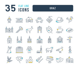 Graz. Collection of perfectly thin icons for web design, app, and the most modern projects. The kit of signs for category Countries and Cities.