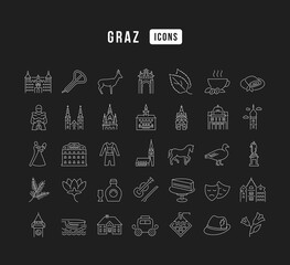 Graz. Collection of perfectly thin icons for web design, app, and the most modern projects. The kit of signs for category Countries and Cities.