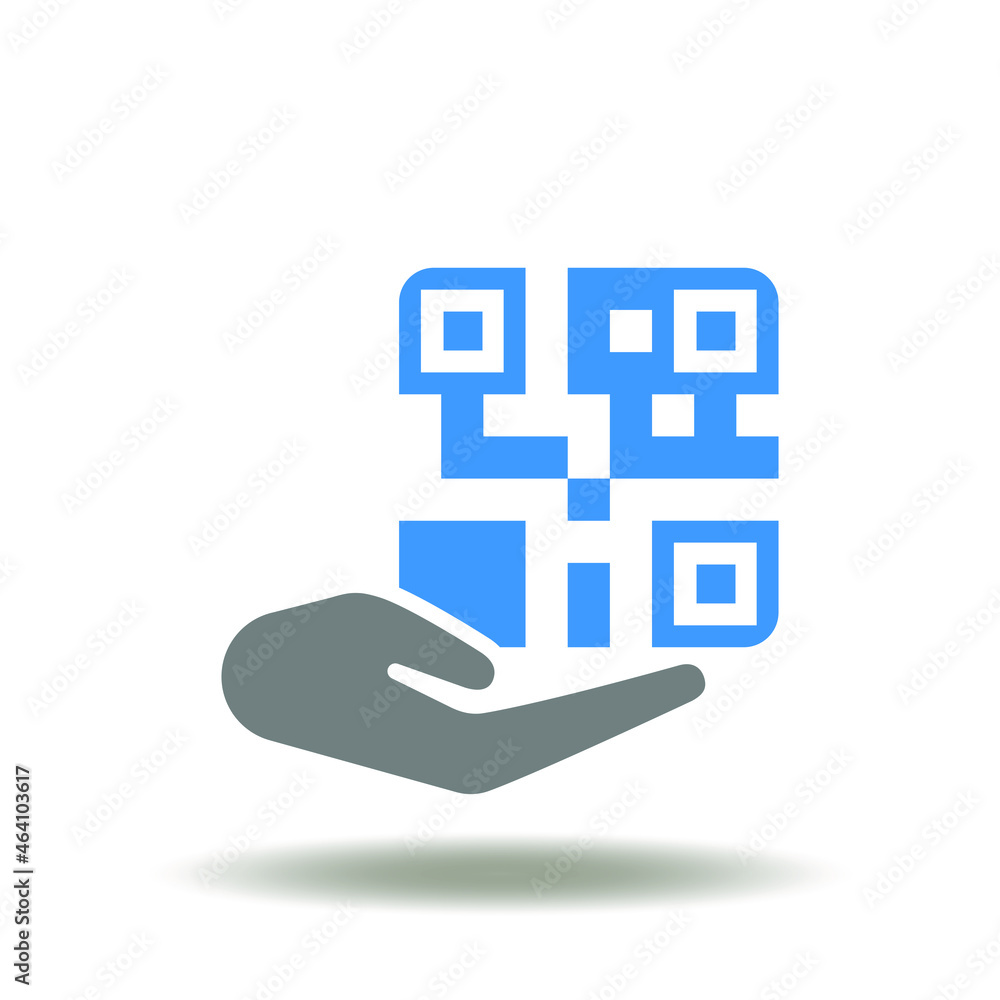 Aufkleber vector illustration of hand hold qr code. symbol of get qr code pass. icon of qrcode.