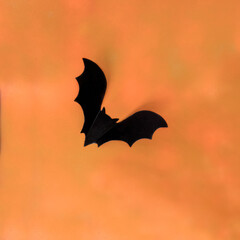 Bat decoration on orange background.
