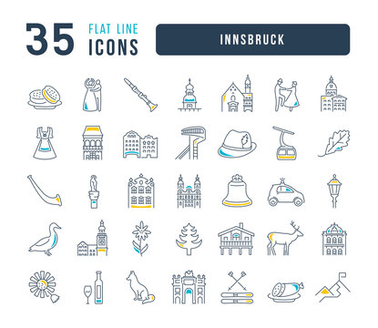Innsbruck. Collection of perfectly thin icons for web design, app, and the most modern projects. The kit of signs for category Cities and Countries.