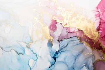 Fototapety  Luxury colorful abstract background in alcohol ink technique, golden liquid painting marble texture, scattered acrylic blobs and swirling stains, printed materials