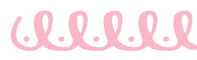 Hand drawn shapes divider. Boobs and pink ribbons. Breast cancer awareness. Vector illustration, flat design