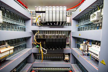 wires and blocks inside electrical cabinets