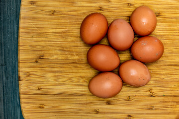 eggs on wooden table