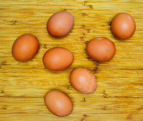 eggs on a wooden table