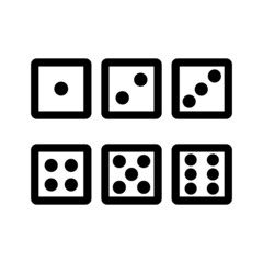 Pair of dice to gamble or gambling in craps line art vector icon for casino apps and websites