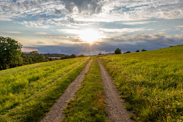 Country landscape in sunshine in Germany