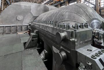 Steam turbine with grey metal casing and technical ground