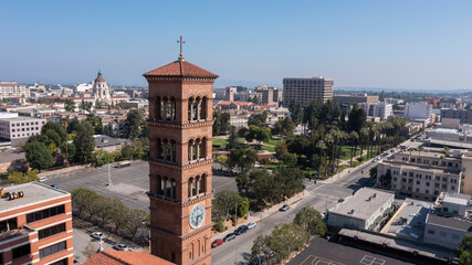 Afternoon view of the historic downtown skyline of Pasadena, California, USA.
