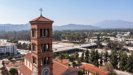 Afternoon view of the historic downtown skyline of Pasadena, California, USA.