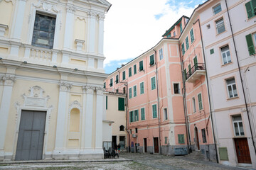 Fototapeta na wymiar Sanremo, Italian roman city of the Ligurian riviera, in summer days with blue sky