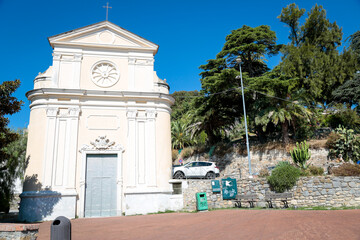 Sanremo old town known as Pigna, Italian historical city of the Ligurian riviera, in summer days...