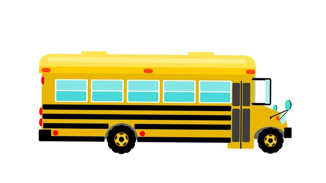 School bus riding motion rotation animation