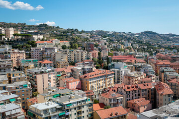Fototapeta na wymiar Sanremo old town known as Pigna, Italian historical city of the Ligurian riviera, in summer days with blue sky