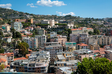 Sanremo, Italian hisotrical city of the Ligurian riviera, in summer days with blue sky, uptown view