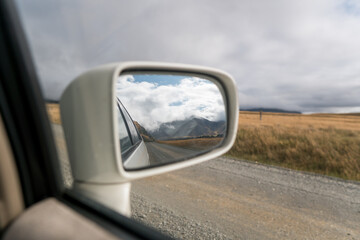 Fototapeta na wymiar side rear-view mirror on a car. NZ apls
