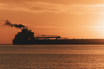 Duluth Shipping Great Lakes Boat Ship Laker Lake Superior Sunrise Minnesota MN © Holden
