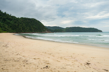A view of Praia Brava do Camburi, beautiful wild beach popular with surfers - Ubatuba, Brazil