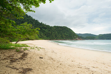 A view of Praia Brava do Camburi, beautiful wild beach popular with surfers - Ubatuba, Brazil