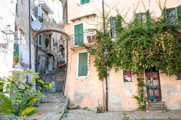 Sanremo, Italian medieval city of the Ligurian riviera, in summer days with blue sky