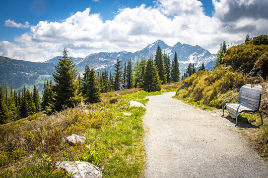 hiking path, on top of planai in schladming, austrian alps, austria, styria, hiking, mountains