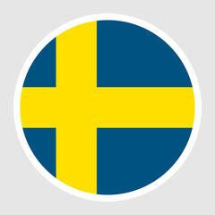 Flag of Sweden vector illustration. Round Flat Icons.