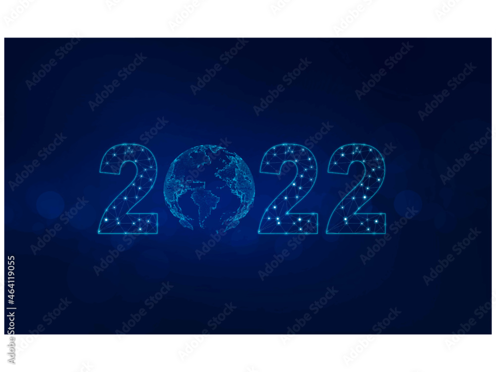 Poster global business connection and communication development in new year. modern futuristic technology d