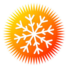 Snowflake on the background of the sun. Air conditioner symbol. Heating cooling home