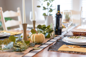 Dining room table set for fall gathering