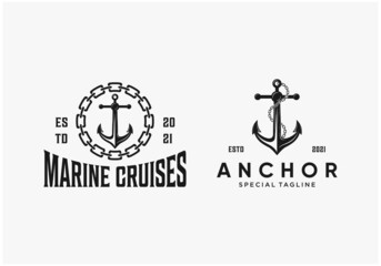monochrome anchor collection logo design