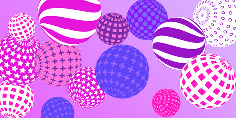 Retro 3d illustration abstract balls, great design for any purposes.  Modern cover concept. Vector modern banner. Background wall design.