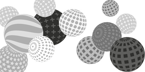 Retro 3d illustration abstract balls, great design for any purposes.  Modern poster for cover design.  Vector modern banner. Background wall design.
