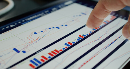 Stock market graph on the tablet computer