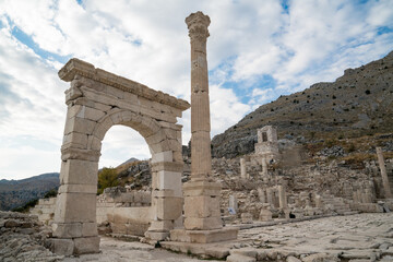 Sagalassos is the most important ancient city of the Roman Imperial Period. Monumental fountain, Agora Building - Gymnasium is the oldest known monumental structures of Sagalassos. Burdur – TURKEY