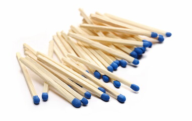 Pile of matches isolated on white background