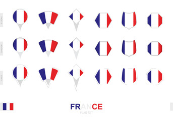 Collection of the France flag in different shapes and with three different effects.